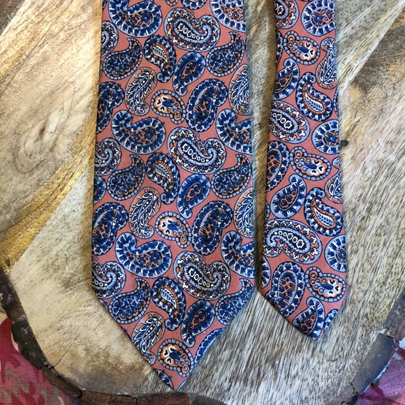 Vtg RIVETZ of BOSTON Mens Silk Paisley Tie Hand Block Printed in England Preppy - Picture 7 of 14
